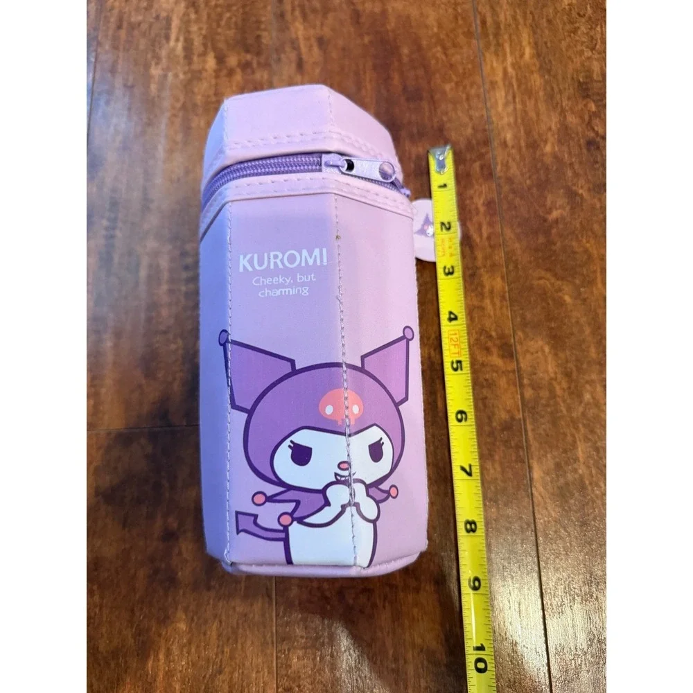 Sanrio Kuromi Standing Pencil Case Purple‎ Hexagonal Zip Pen Pouch 8 Inch